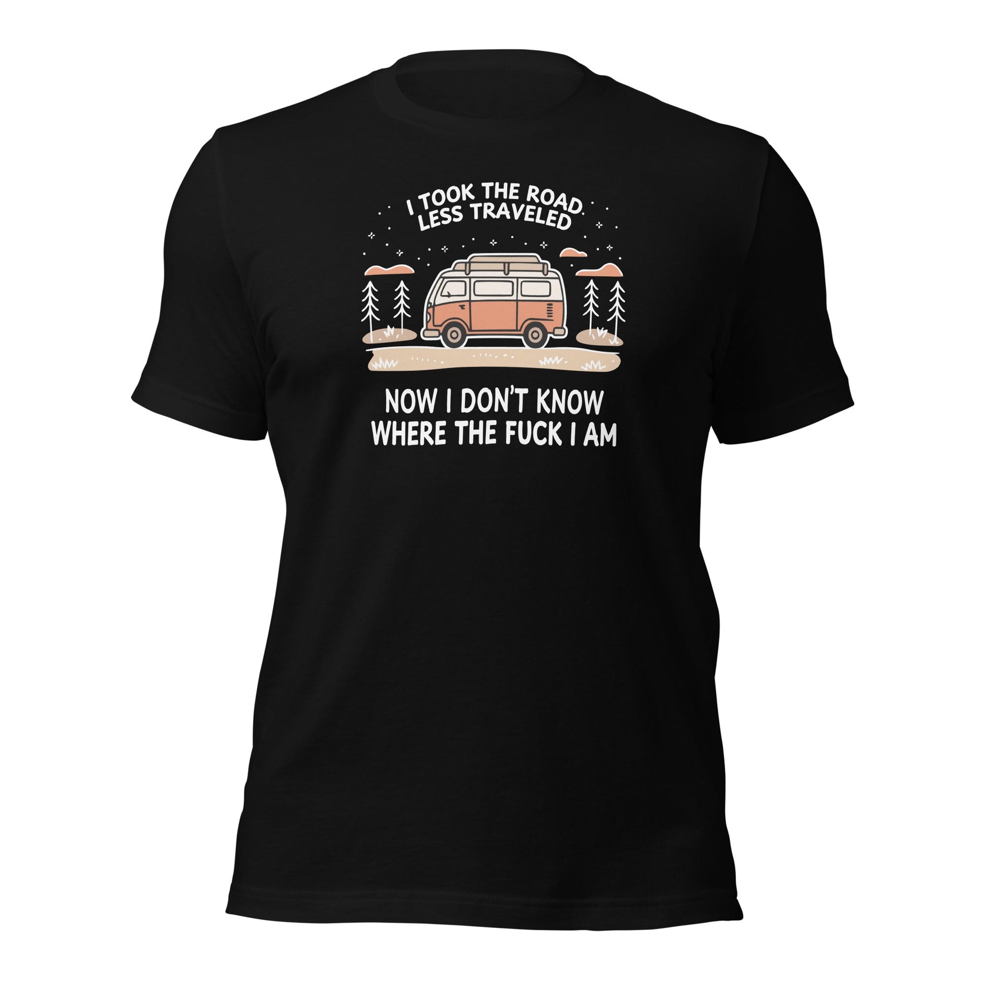 Van Life T-Shirt Road Less Traveled Shirt Camping Adventure Tee - Inken Image