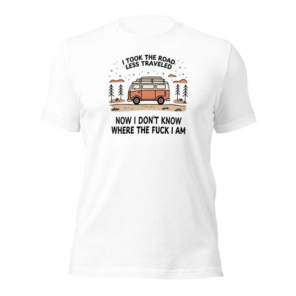 Van Life T-Shirt Road Less Traveled Shirt Camping Adventure Tee - Inken Image
