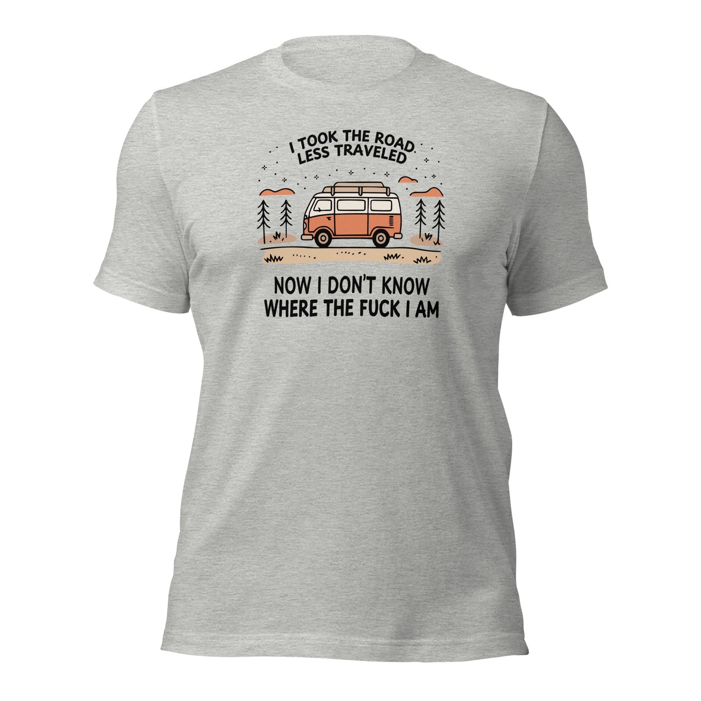 Van Life T-Shirt Road Less Traveled Shirt Camping Adventure Tee - Inken Image
