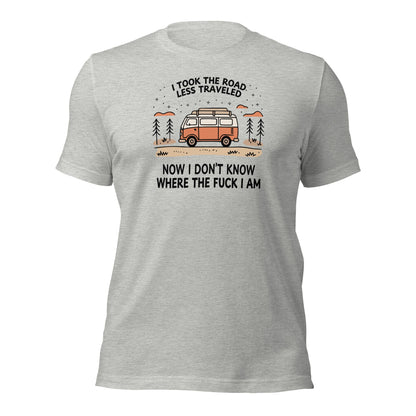 Van Life T-Shirt Road Less Traveled Shirt Camping Adventure Tee - Inken Image