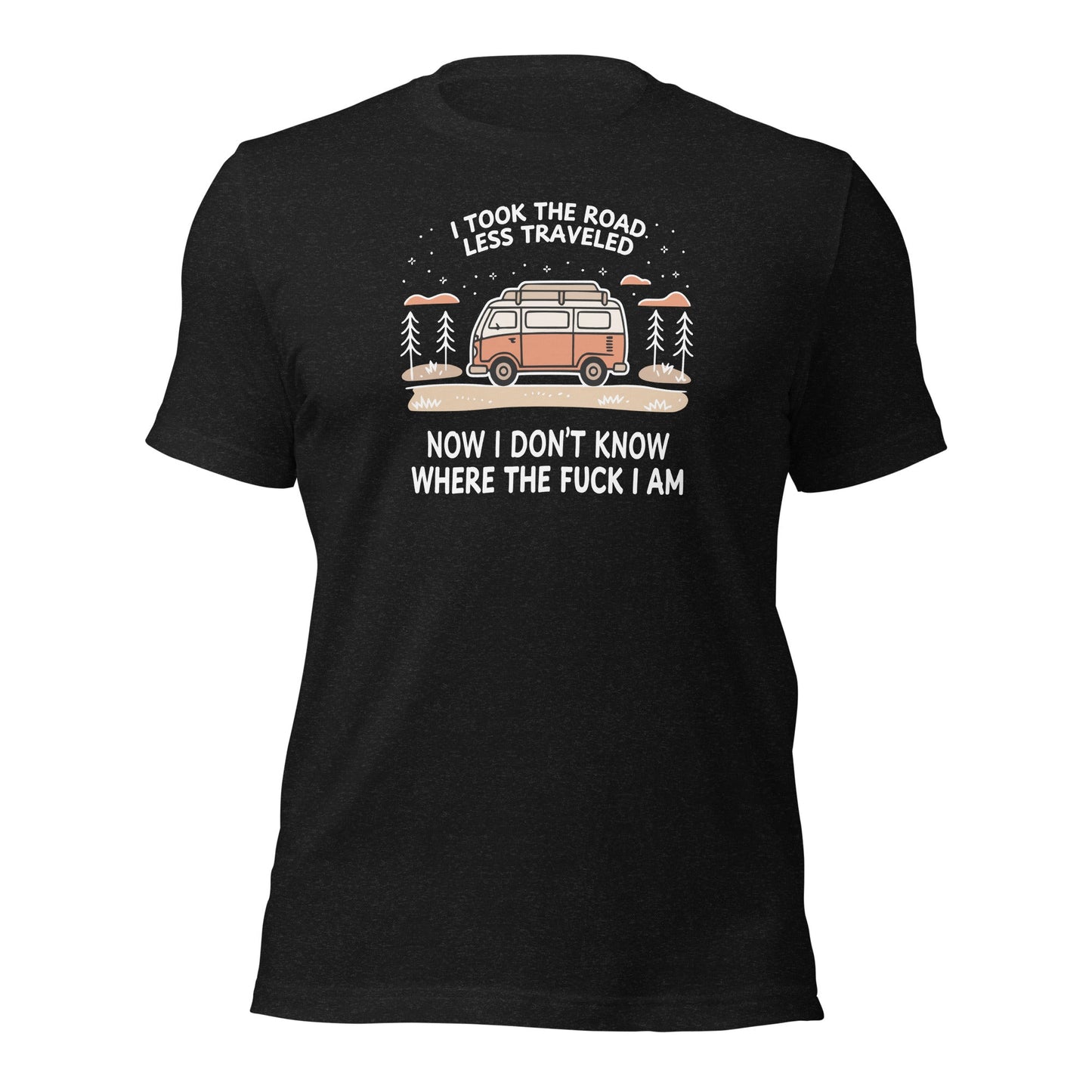 Van Life T-Shirt Road Less Traveled Shirt Camping Adventure Tee - Inken Image