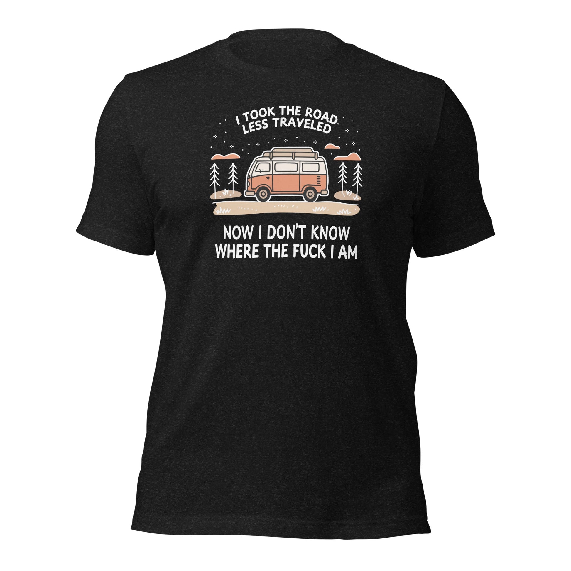 Van Life T-Shirt Road Less Traveled Shirt Camping Adventure Tee - Inken Image