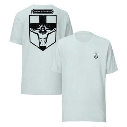 Via Veritas Vita, The Way Truth and Crucified Christ Icon Graphic T-Shirt - Inken Image