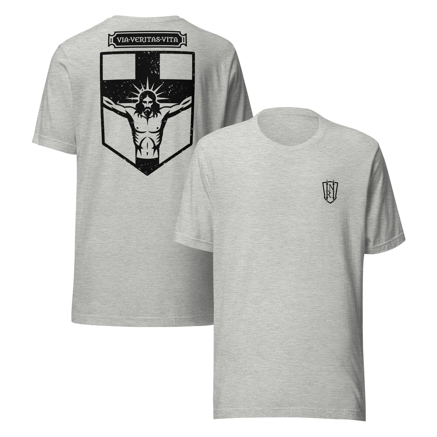 Via Veritas Vita, The Way Truth and Crucified Christ Icon Graphic T-Shirt - Inken Image