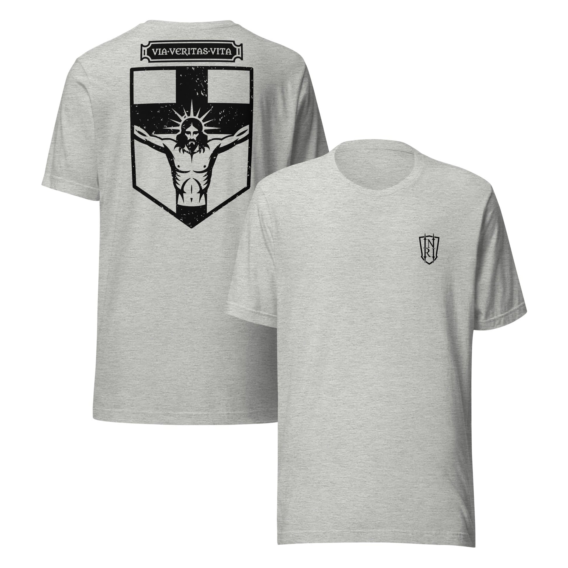 Via Veritas Vita, The Way Truth and Crucified Christ Icon Graphic T-Shirt - Inken Image