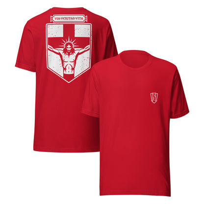 Via Veritas Vita, The Way Truth and Crucified Christ Icon Graphic T-Shirt - Inken Image