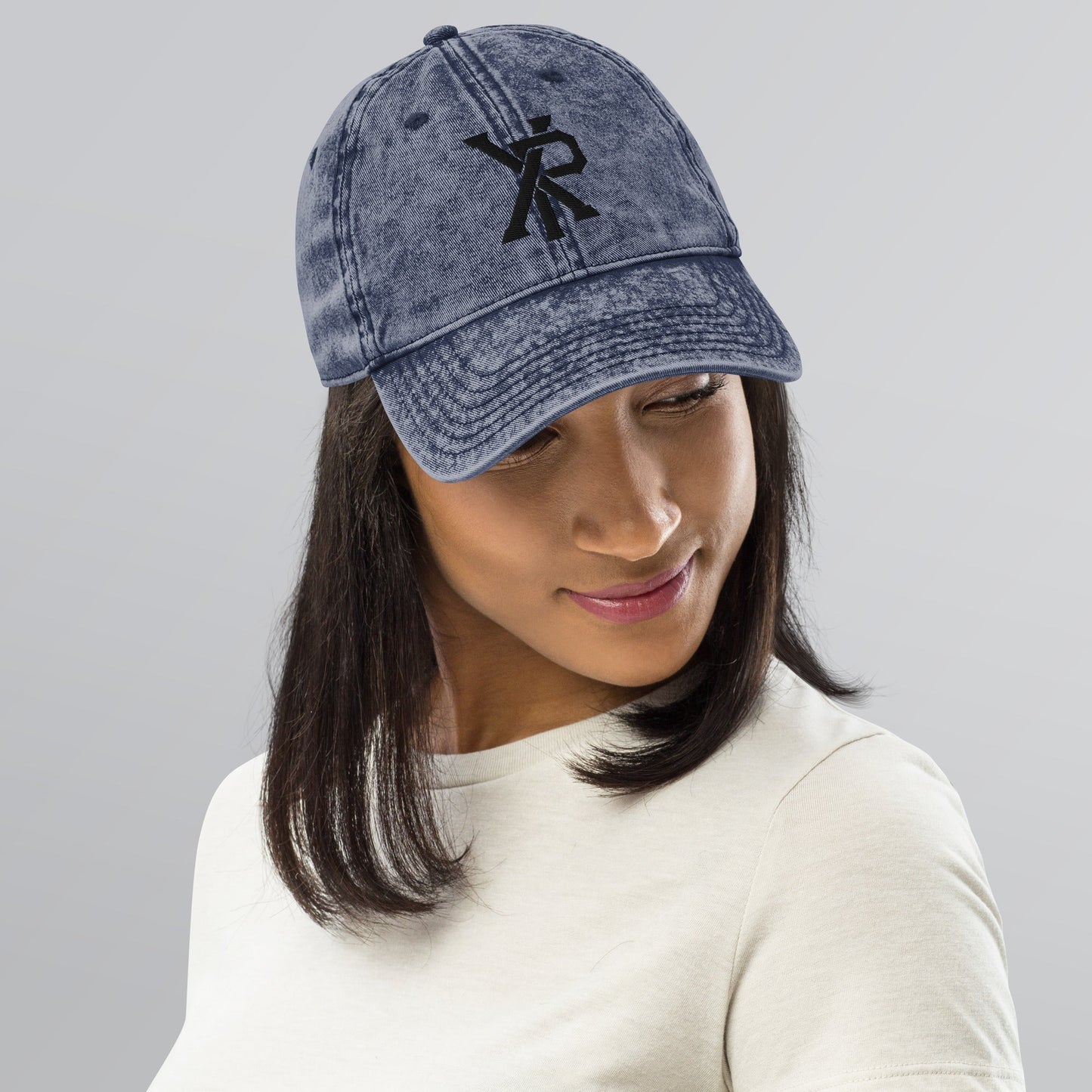 XP Chi Rho Modern Christian 3D Puff Embroidery Vintage Cotton Twill Cap - Inken Image