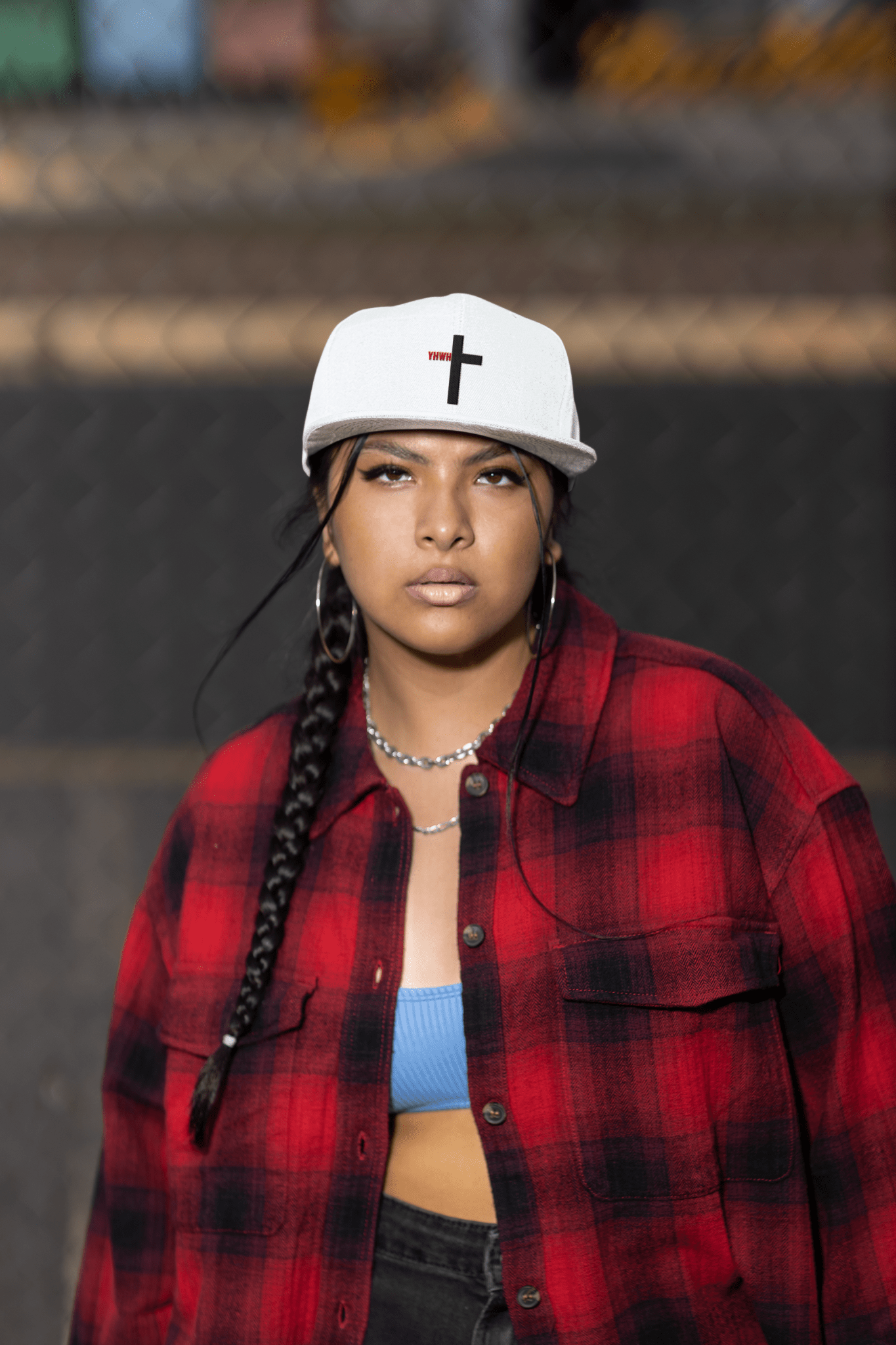 YHWH Cross Flat Stitch Snapback - Inken Image