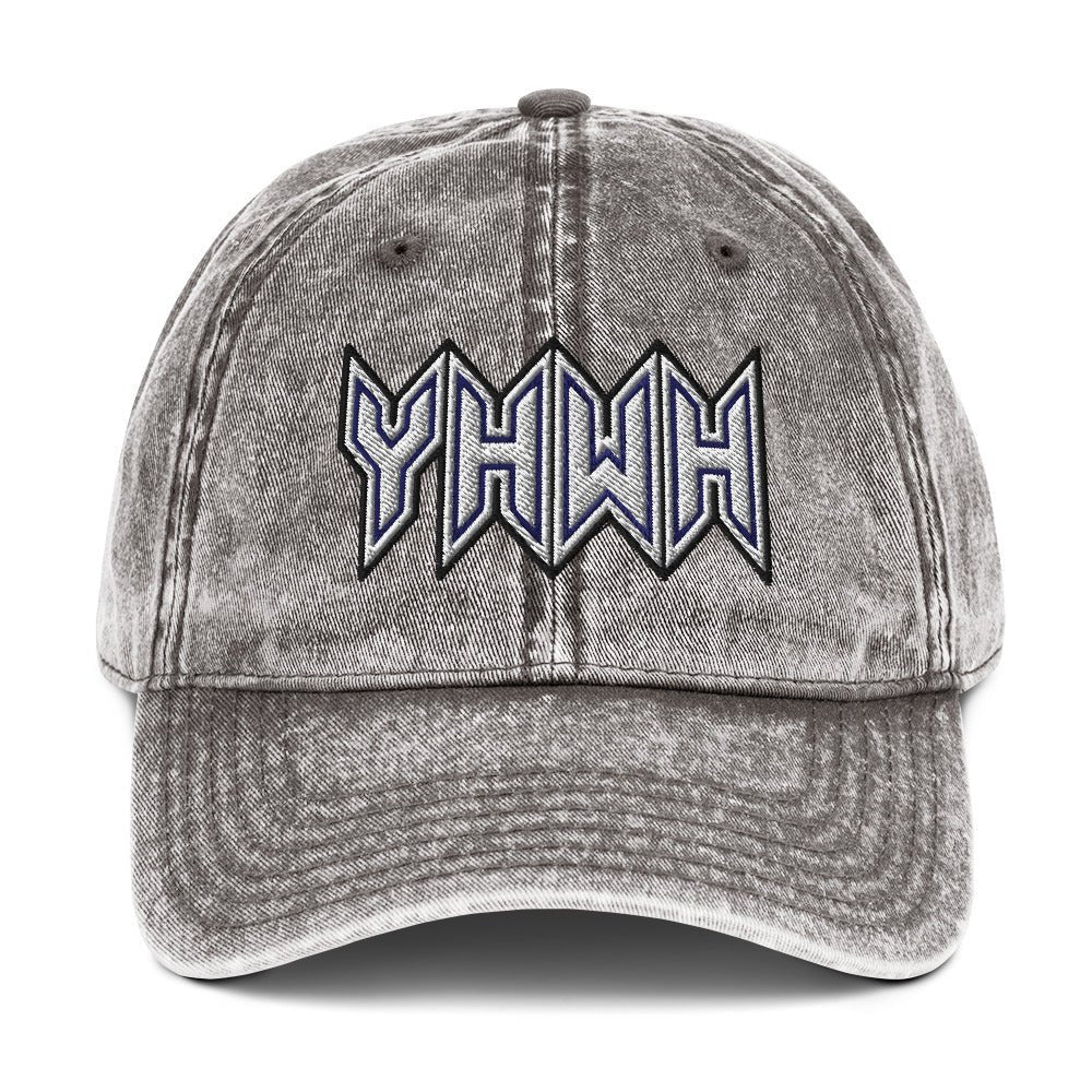 YHWH Sacred Name Embroidered Snapback Vintage Cotton Twill Cap - Inken Image
