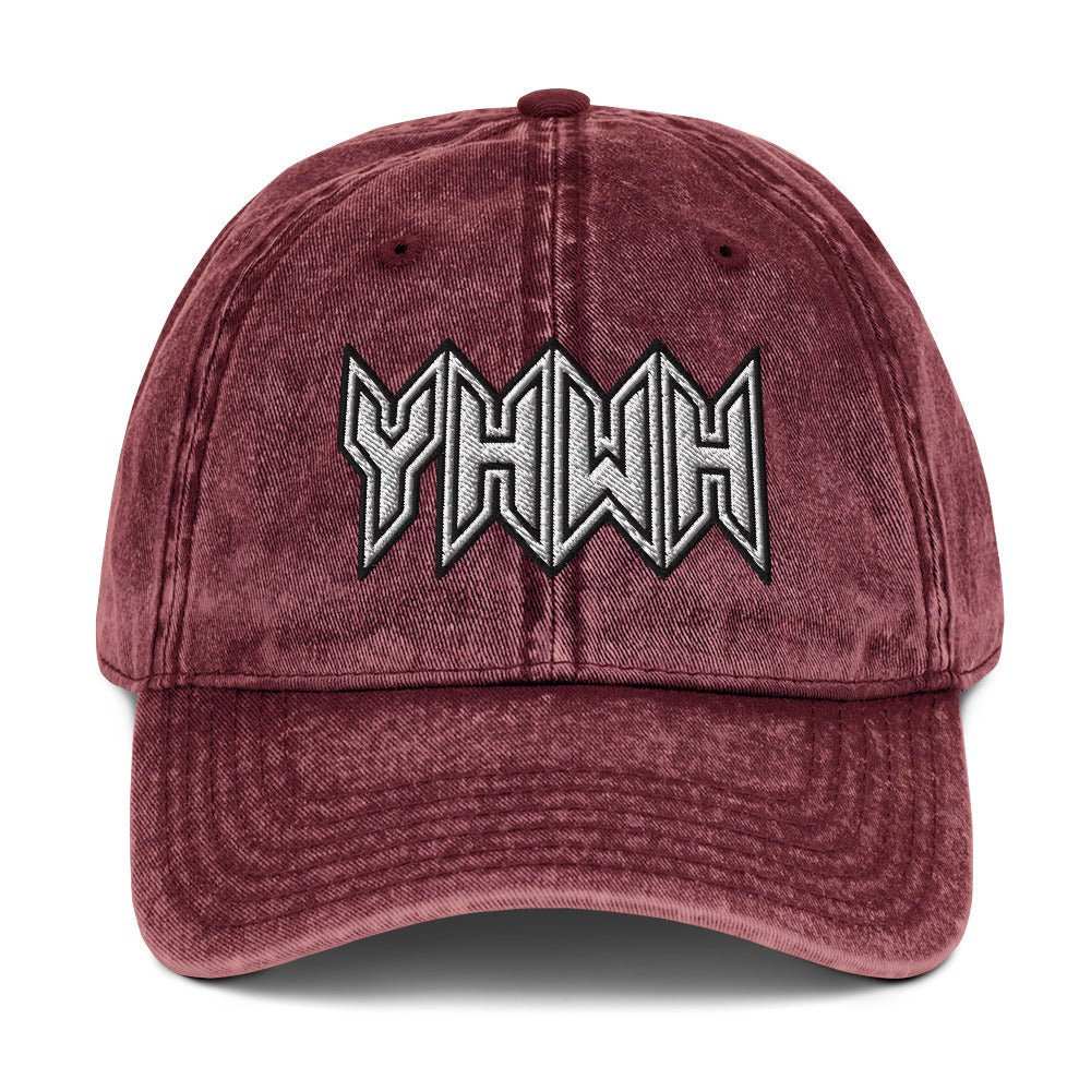 YHWH Sacred Name Embroidered Snapback Vintage Cotton Twill Cap - Inken Image