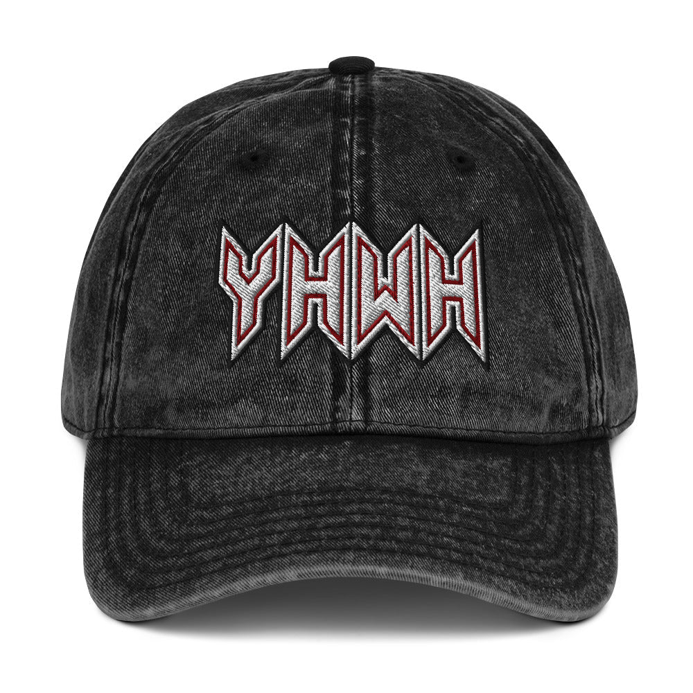 YHWH Sacred Name Embroidered Snapback Vintage Cotton Twill Cap - Inken Image
