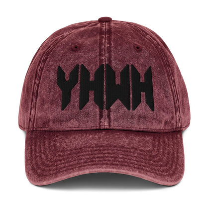 YHWH Sacred Name Minimal 3D Puff Embroidered Vintage Cotton Twill Cap - Inken Image