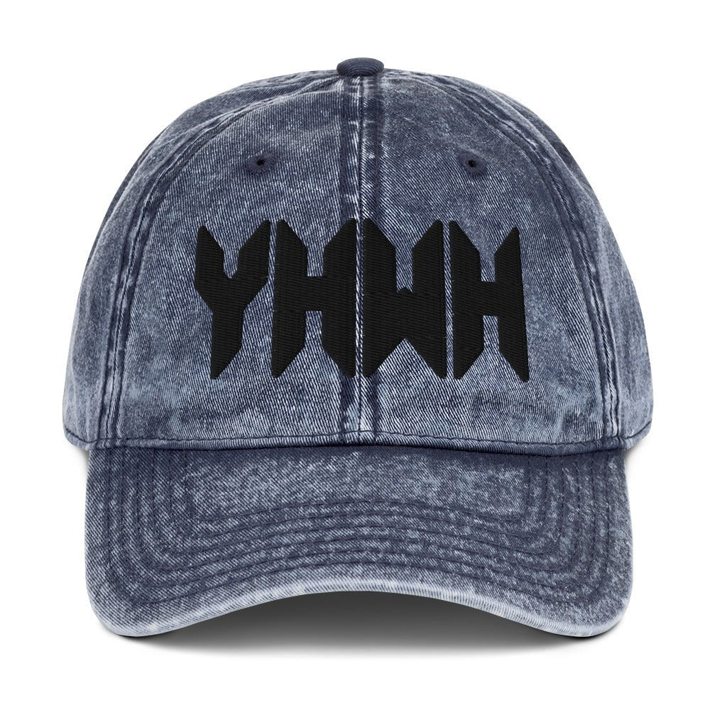 YHWH Sacred Name Minimal 3D Puff Embroidered Vintage Cotton Twill Cap - Inken Image