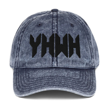 YHWH Sacred Name Minimal 3D Puff Embroidered Vintage Cotton Twill Cap - Inken Image