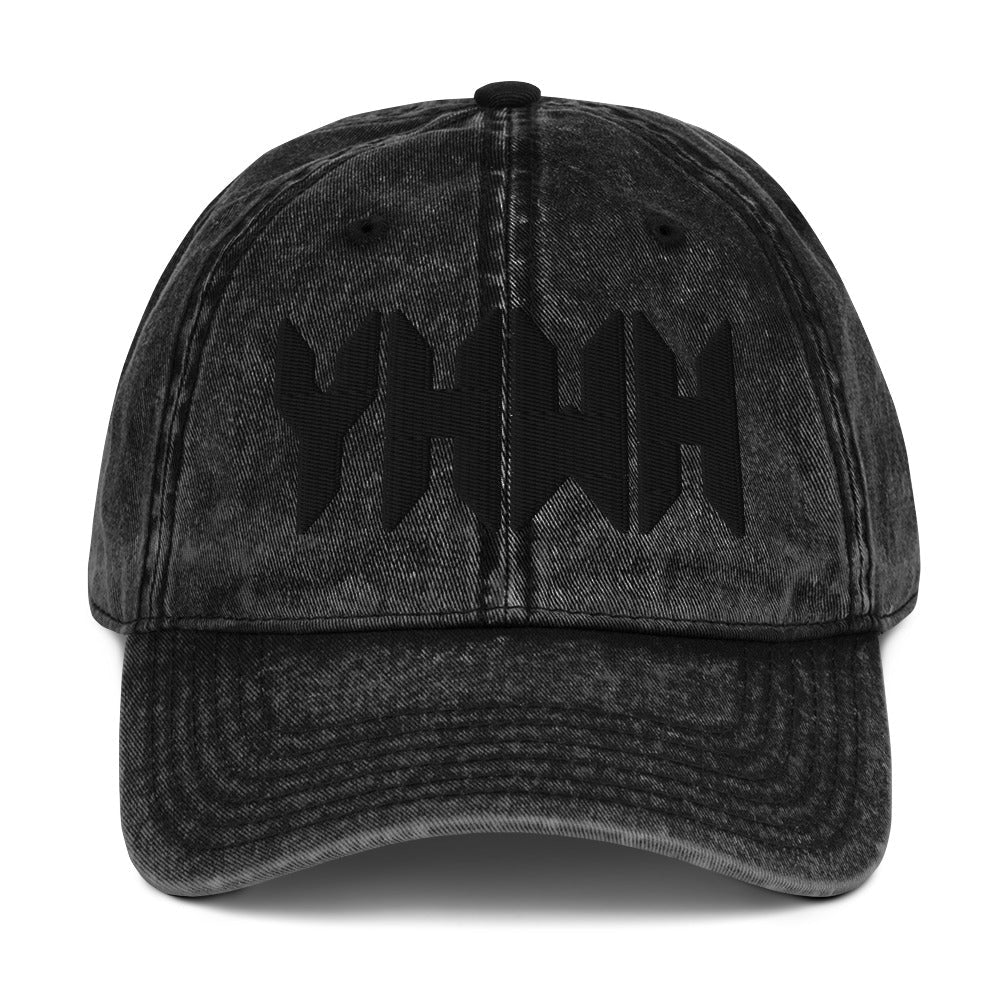 YHWH Sacred Name Minimal 3D Puff Embroidered Vintage Cotton Twill Cap - Inken Image