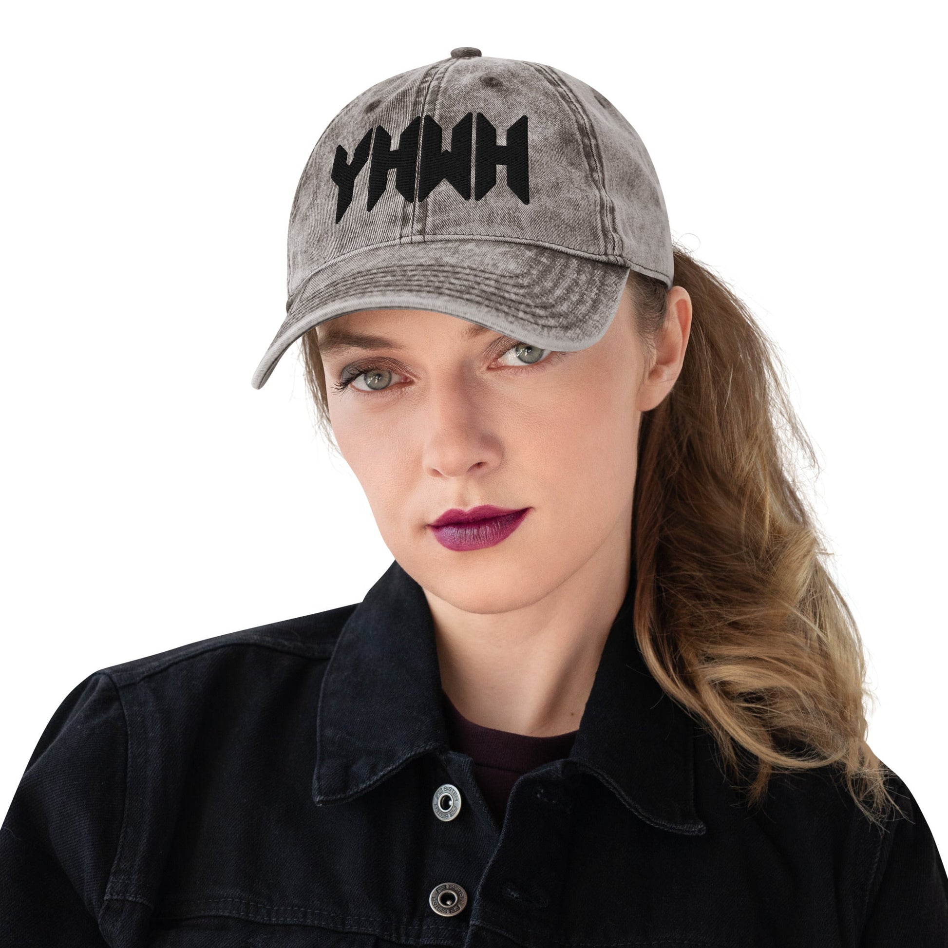 YHWH Sacred Name Minimal 3D Puff Embroidered Vintage Cotton Twill Cap - Inken Image