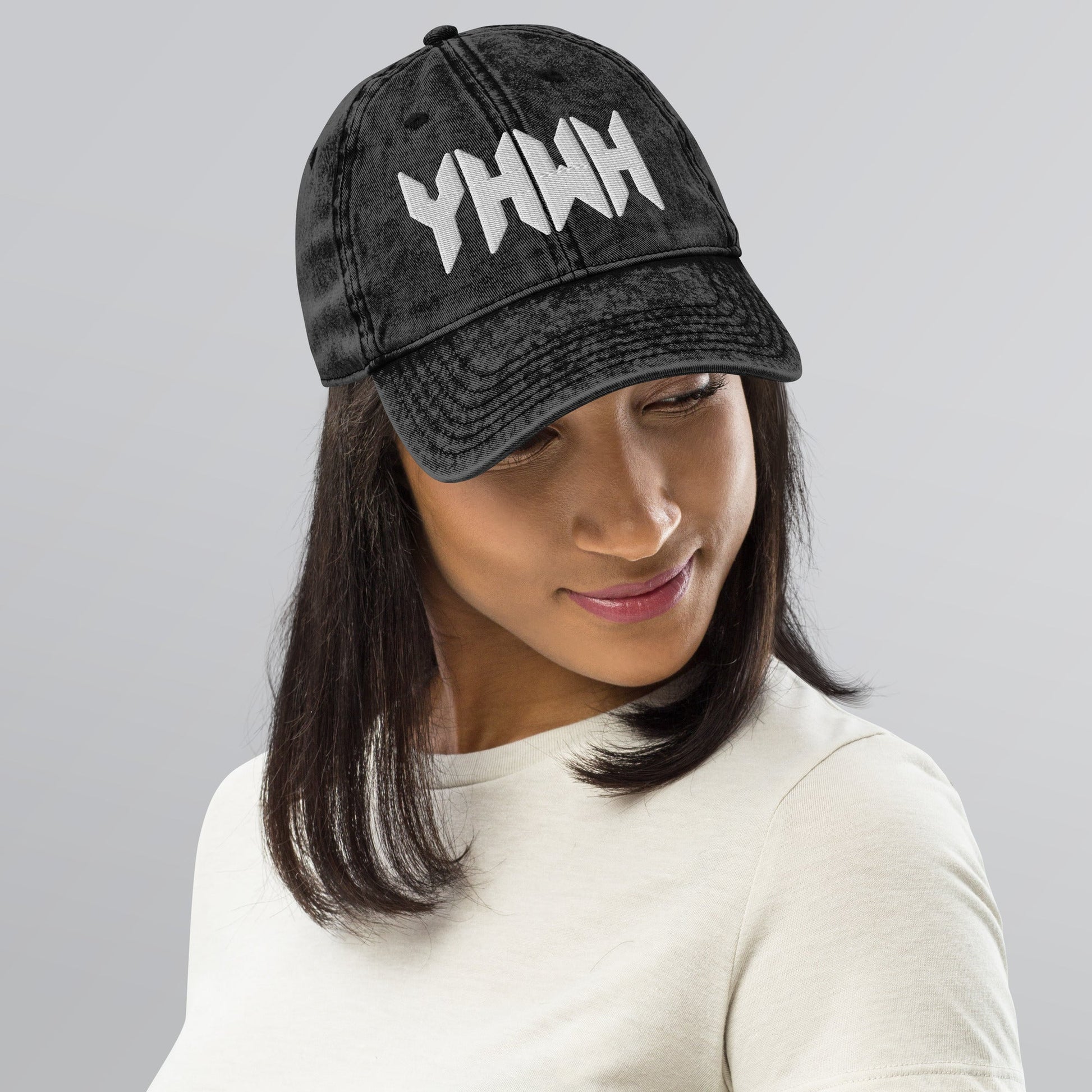 YHWH Sacred Name Minimal 3D Puff Embroidered Vintage Cotton Twill Cap - Inken Image