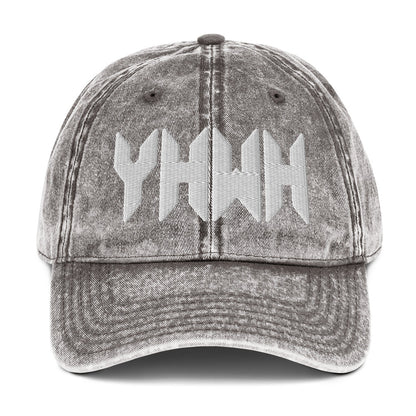 YHWH Sacred Name Minimal 3D Puff Embroidered Vintage Cotton Twill Cap - Inken Image