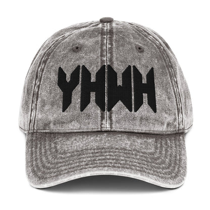 YHWH Sacred Name Minimal 3D Puff Embroidered Vintage Cotton Twill Cap - Inken Image
